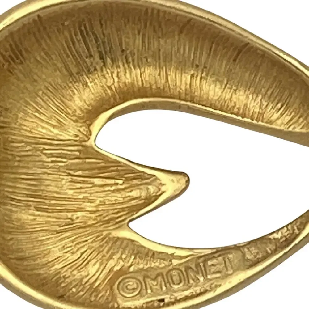Monet Vintage Gold Tone Abstract Modernist Brooch Pin Signed 3”
